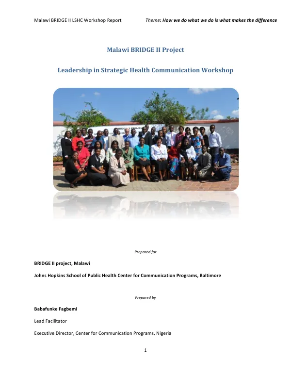Malawi BRIDGE II LSHC Workshop Report