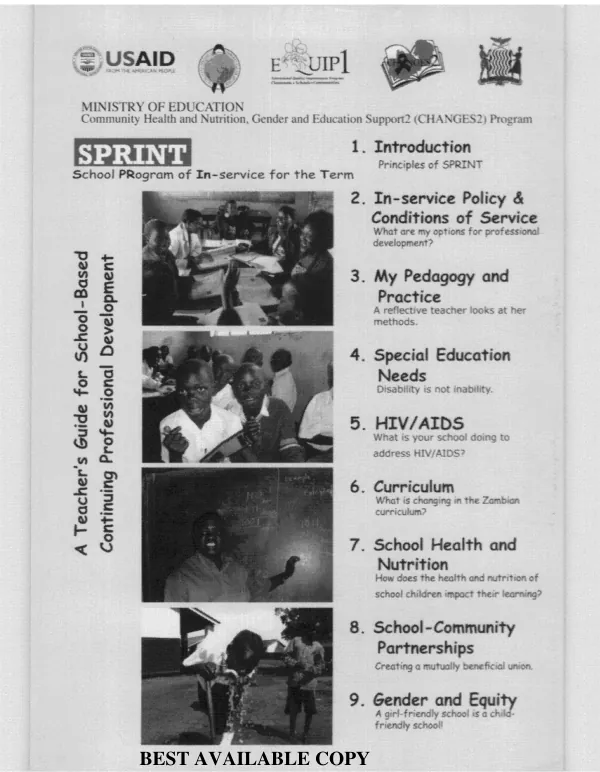 SPRINT, the school program of inservice for the term : a teacher's guide for school-based continuing professional development