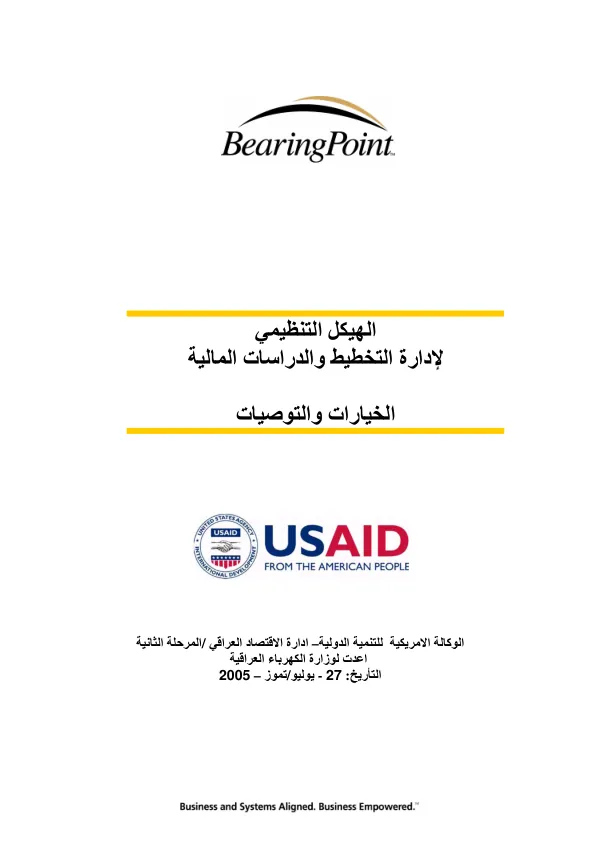 Organisation of the corporate Finance Group : options and recommendations [Arabic]