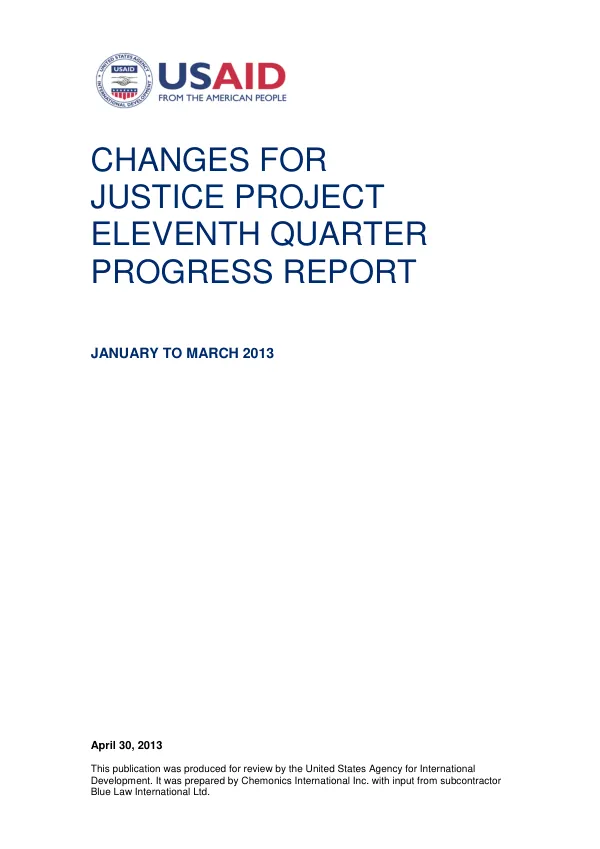 Changes for Justice (C4J) Project Eleventh Quarterly Report