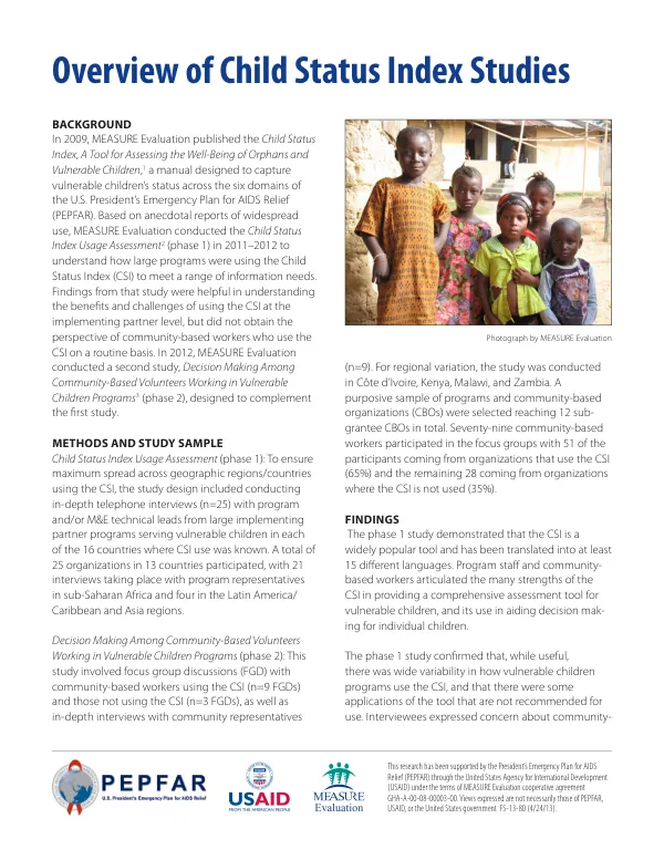 Child Status Index Usage Assessment and Decision Making Among Community-Based Volunteers Working in Vulnerable Children Programs