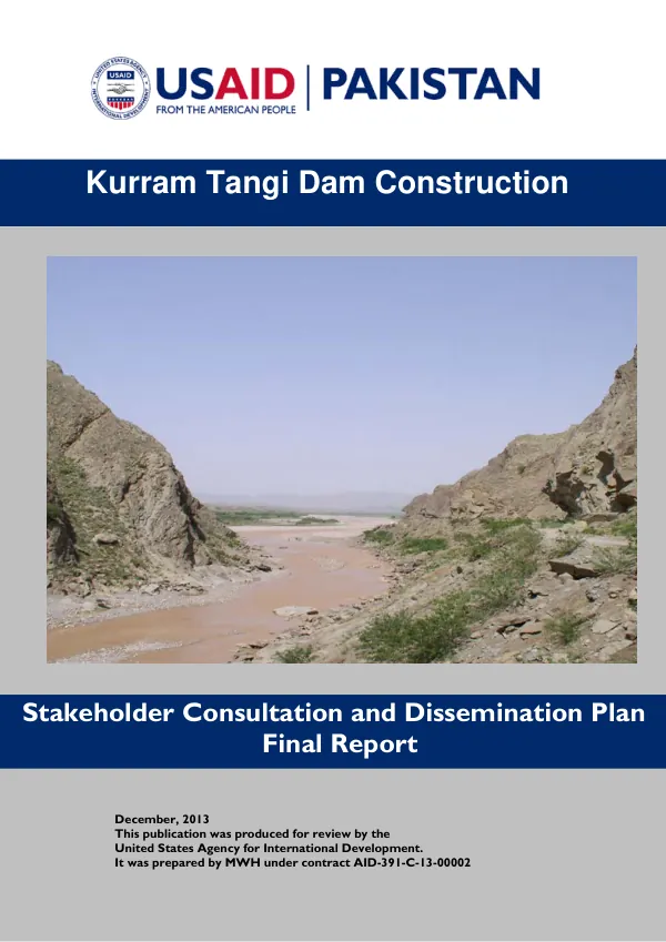 USAID Environmental Assessment of Kurram Tangi Dam Construction: Stakeholder Consultation and Dissemination Plan