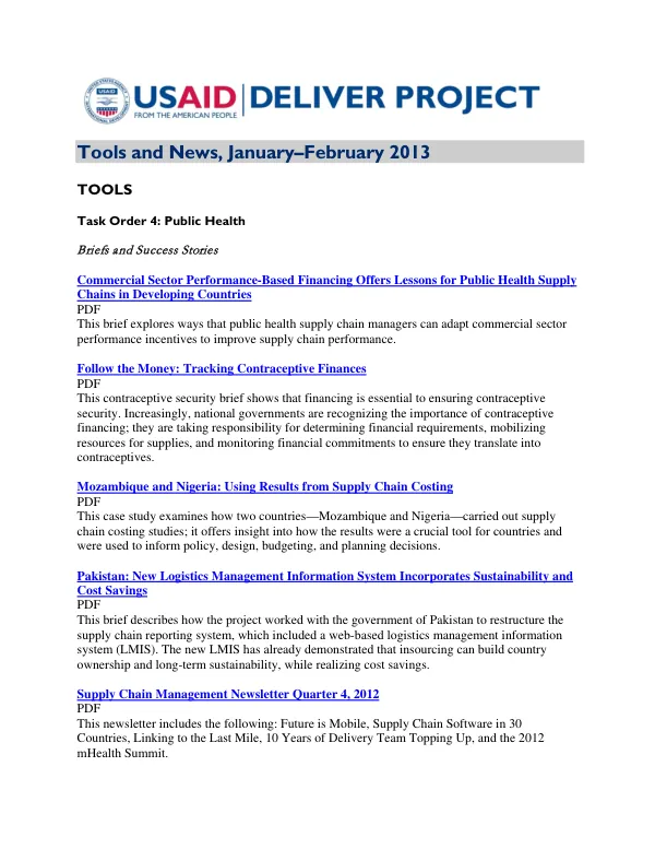Tools and News from the USAID | DELIVER PROJECT