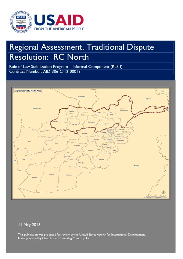 Regional Assessment, Traditional Dispute Resolution: RC North Rule of Law Stabilization Program – Informal Component