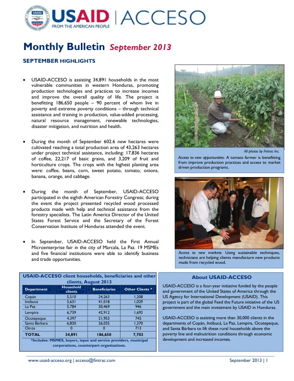 Monthly Bulletin September 2013: USAID-ACCESO