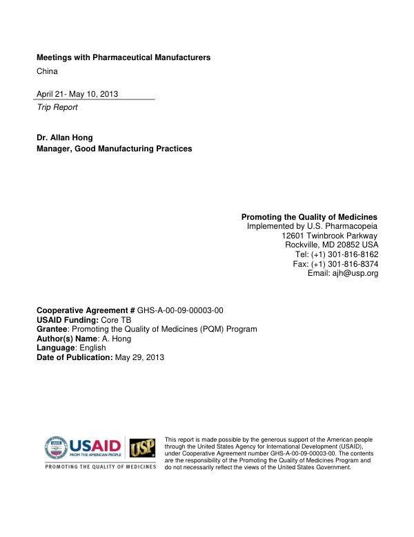 USP DQI TRIP REPORT