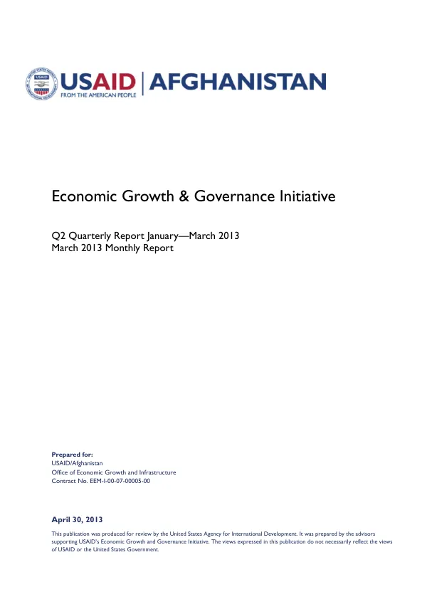Economic Growth & Governance Initiative Quarterly Report Q2 2013