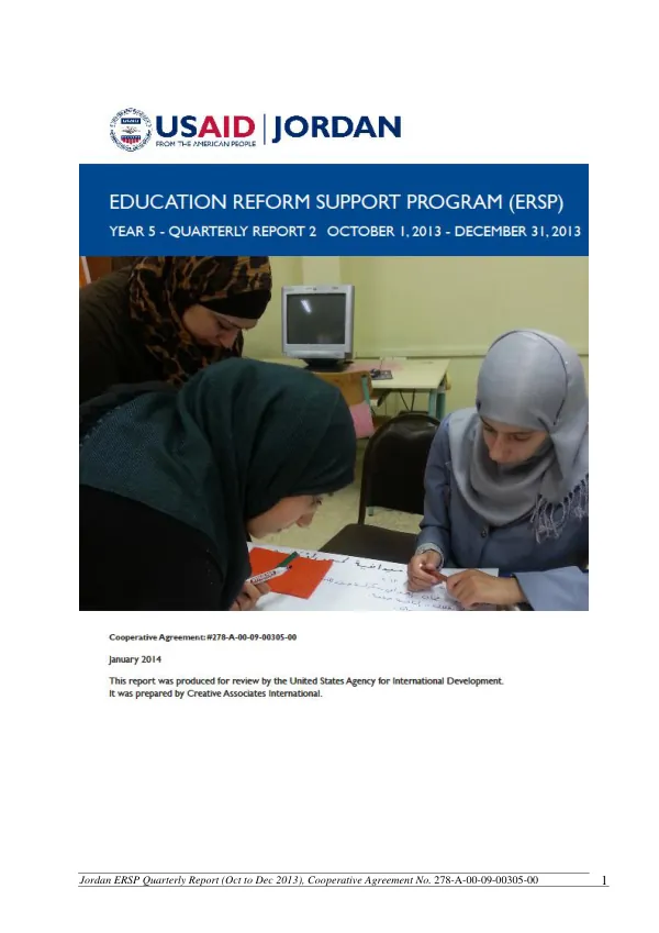 Jordan ERSP Quarterly Report (Oct to Dec 2013)