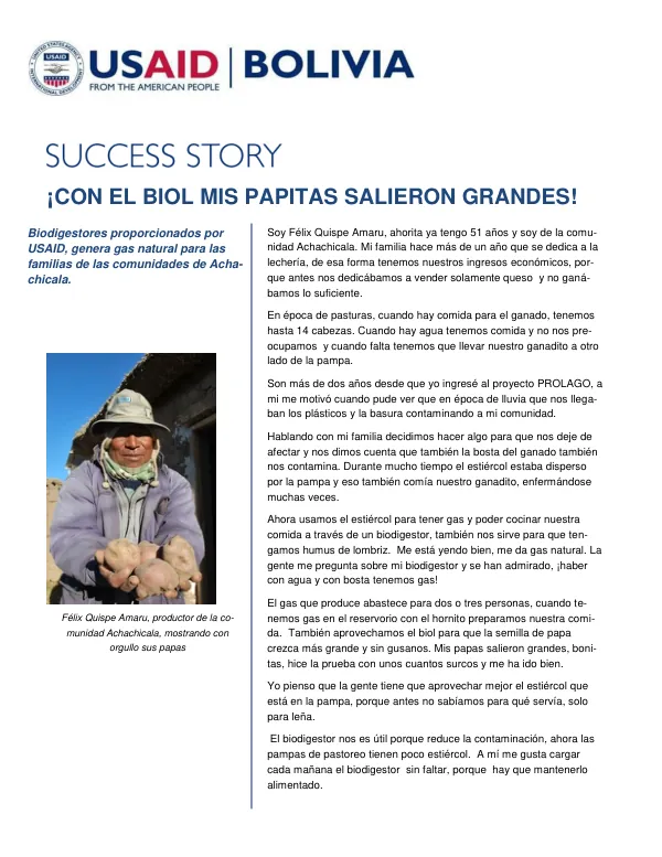 Success Story: Biodigestores en la Comunidad Achachicala