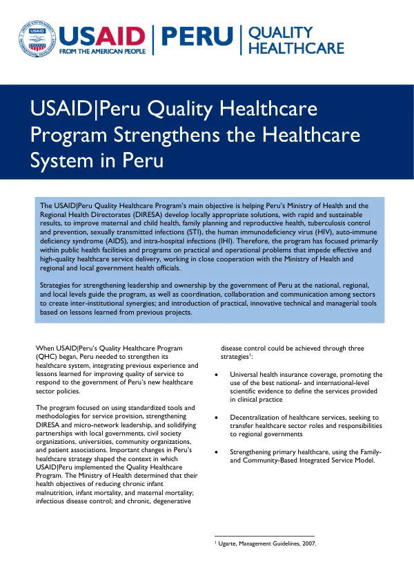 USAID|Peru Quality Healthcare Program Strengthens the Healthcare System in Peru