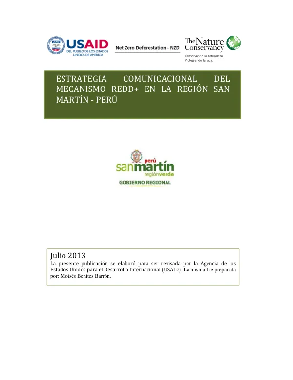Estrategia Comunicacional del Mecanismo REDD+ en la Región San Martín - Perú