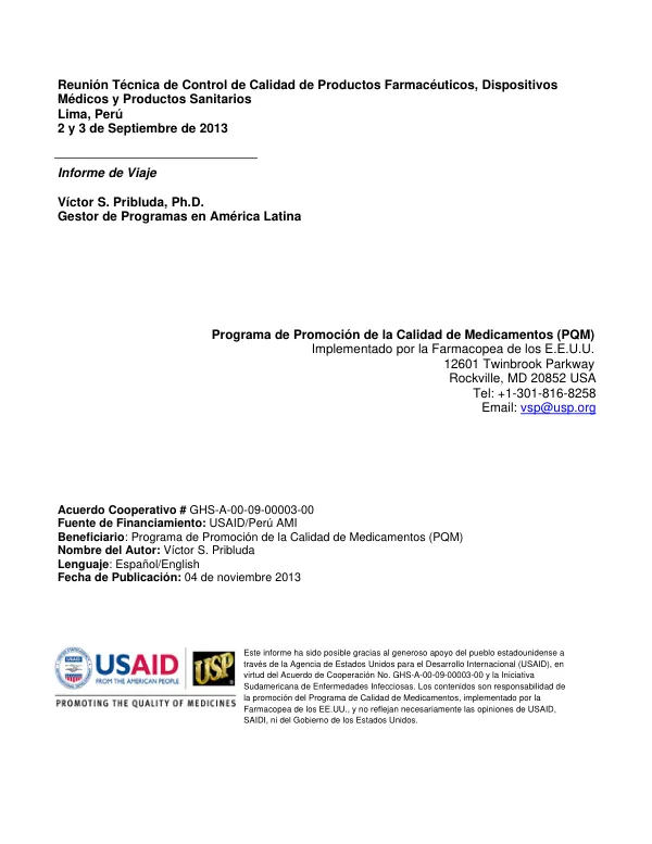 Reunión Técnica de Control de Calidad de Productos Farmacéuticos, Dispositivos Médicos y Productos Sanitarios