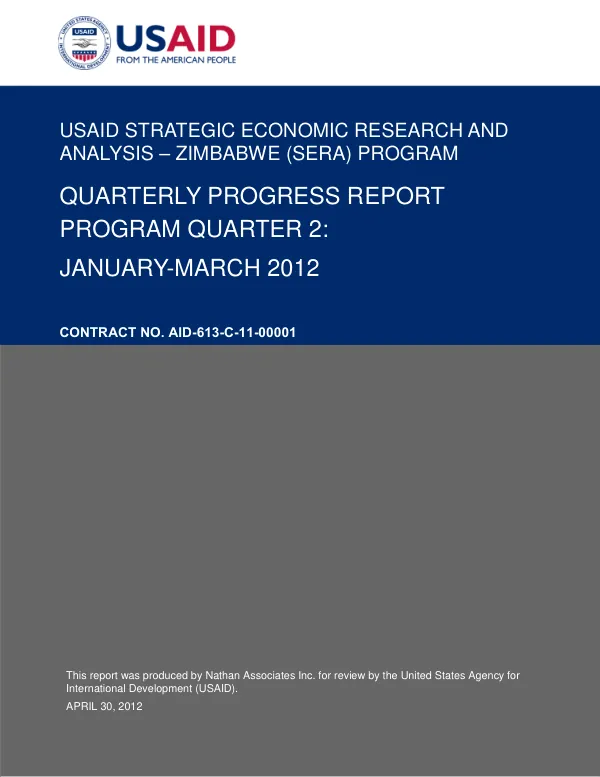 Final Report: USAID Strategic Economic Research and Analysis – Zimbabwe (SERA) Program