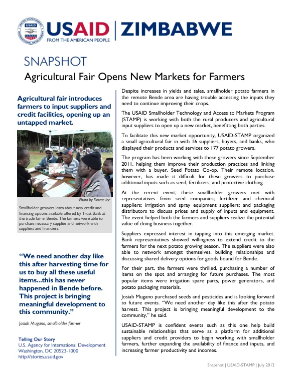 USAID-STAMP Snapshot: Agricultural Fair Opens New Markets for Farmers in Zimbabwe