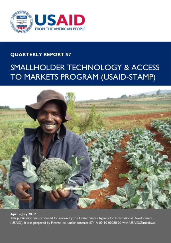 USAID-STAMP Quarterly Report #7, April-July 2012