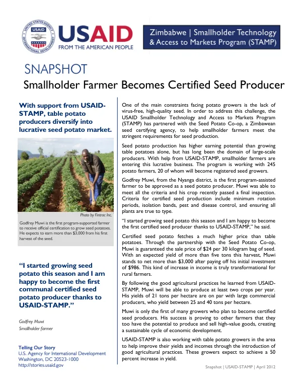 USAID-STAMP Snapshot: Smallholder Farmer Becomes Certified Seed Producer