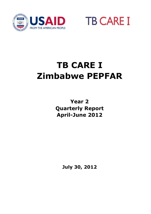 TB CARE I Zimbabwe PEPFAR Year 2 Quarterly Report April-June 2012