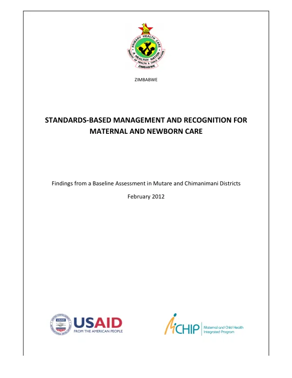 Standards-Based Management and Recognition for Maternal and Newborn Care: Findings from a Baseline Assessment in Mutare and Chimanimani Districts