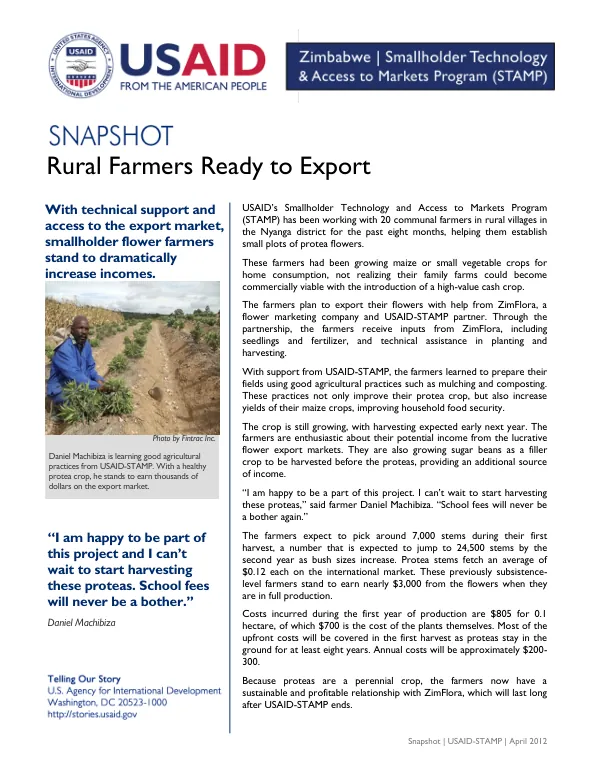 USAID-STAMP: Smallholder Technology and Access to Markets Program in Zimbabwe