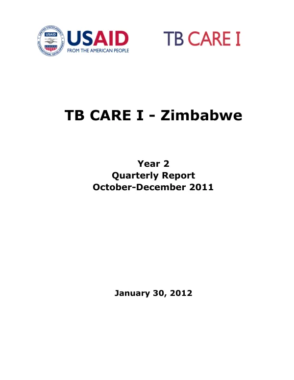 TB CARE I - Zimbabwe Year 2 Quarterly Report