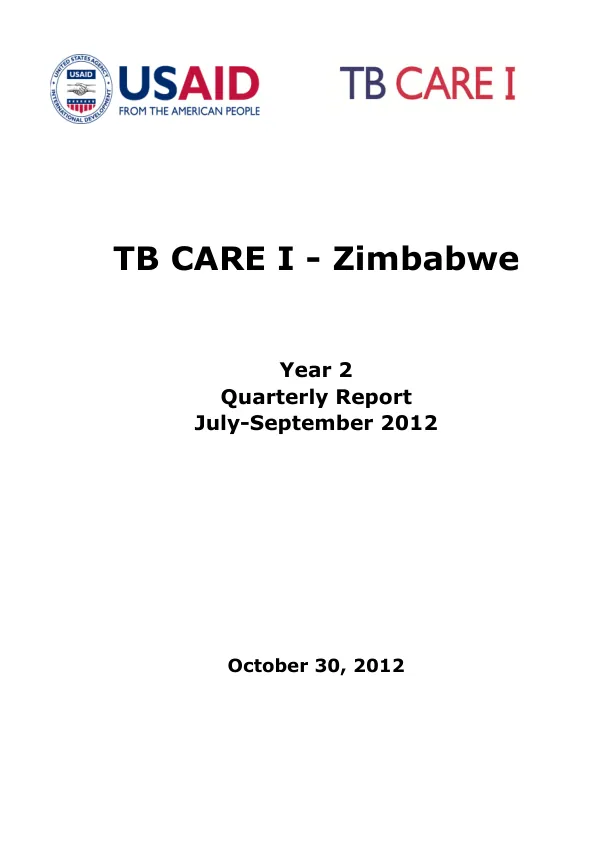 TB CARE I - Zimbabwe Year 2 Quarterly Report July-September 2012