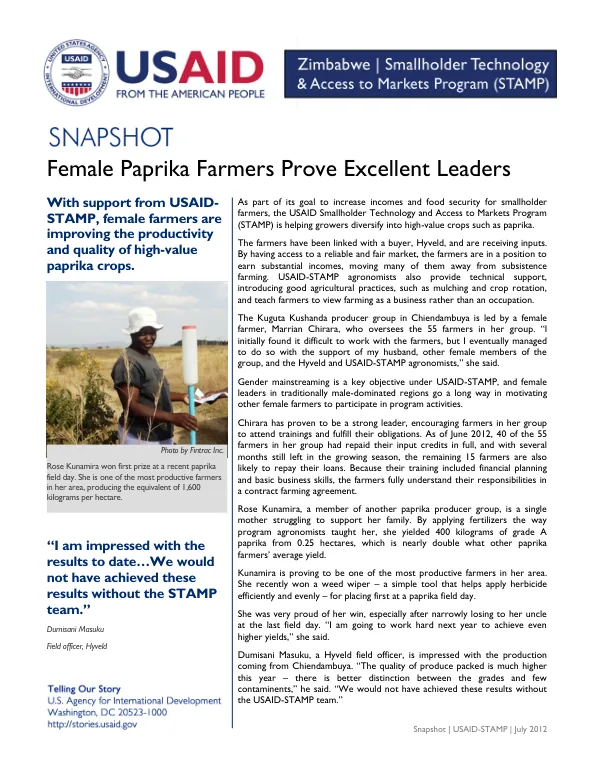 USAID-STAMP: Supporting Smallholder Farmers in Paprika Production