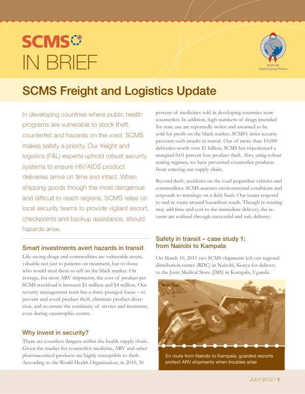 Safety in Transit: SCMS's Robust Security Measures for HIV/AIDS Product Deliveries