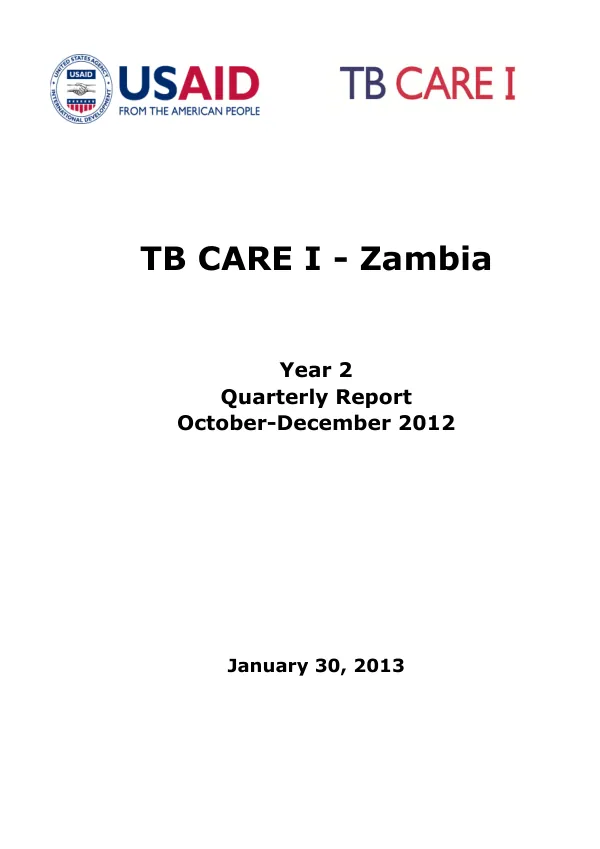 TB CARE I - Zambia Year 2 Quarterly Report October-December 2012