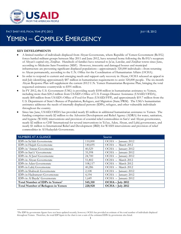 Yemen – Complex Emergency