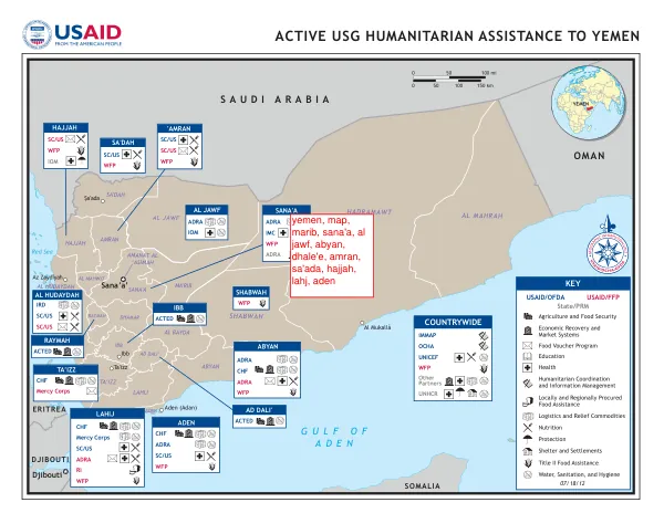 ACTIVE USG HUMANITARIAN ASSISTANCE TO YEMEN