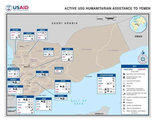 ACTIVE USG HUMANITARIAN ASSISTANCE TO YEMEN