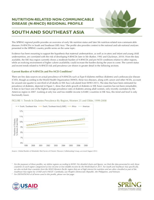 NUTRITION-RELATED NON-COMMUNICABLE DISEASE (N-RNCD) REGIONAL PROFILE SOUTH AND SOUTHEAST ASIA