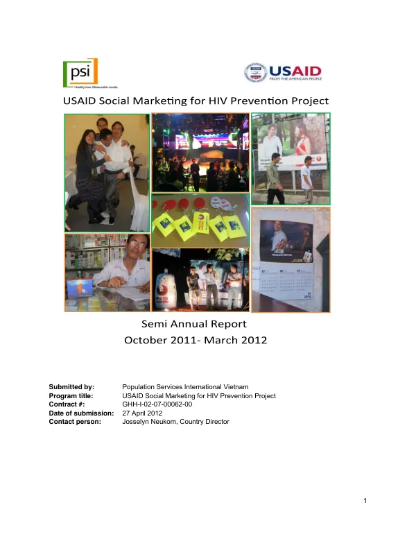 USAID Social Marketing for HIV Prevention Project Semi Annual Report Oct 11 - March 12