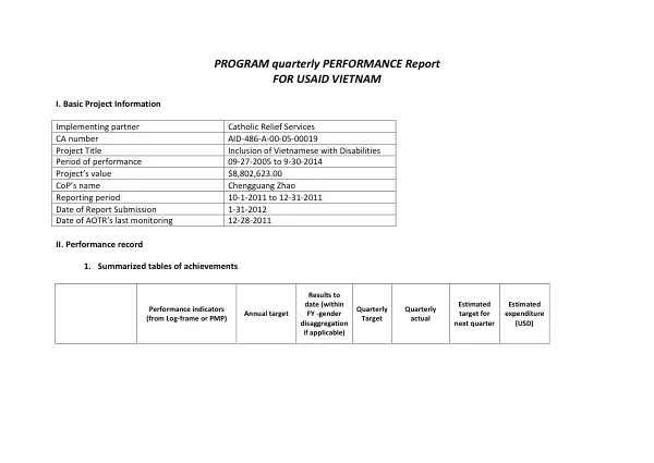 Semi Annual/Annual Programme Report
