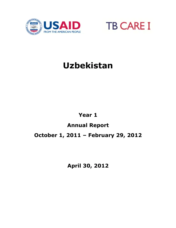 Annual Report: Uzbekistan Year 1 (October 1, 2011 – February 29, 2012)