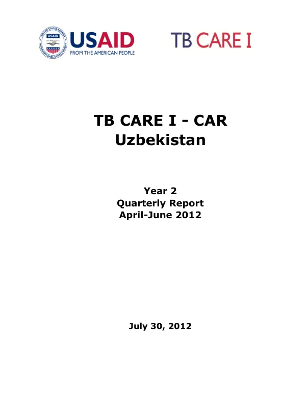 TB CARE I - CAR Uzbekistan Year 2 Quarterly Report April-June 2012