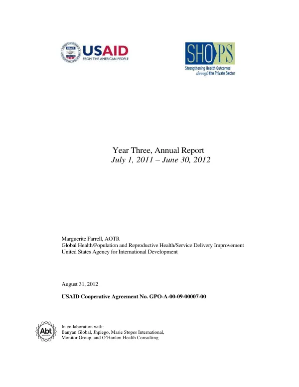 Year Three, Annual Report July 1, 2011 – June 30, 2012