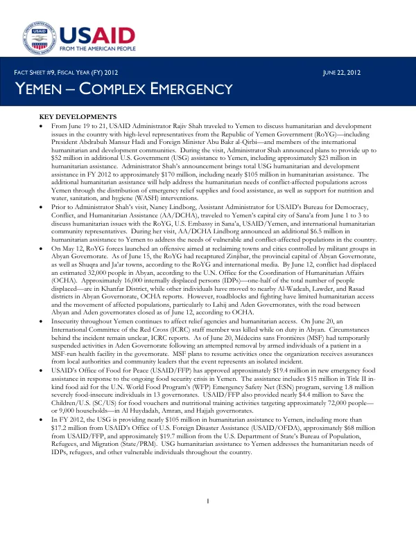 Yemen – Complex Emergency