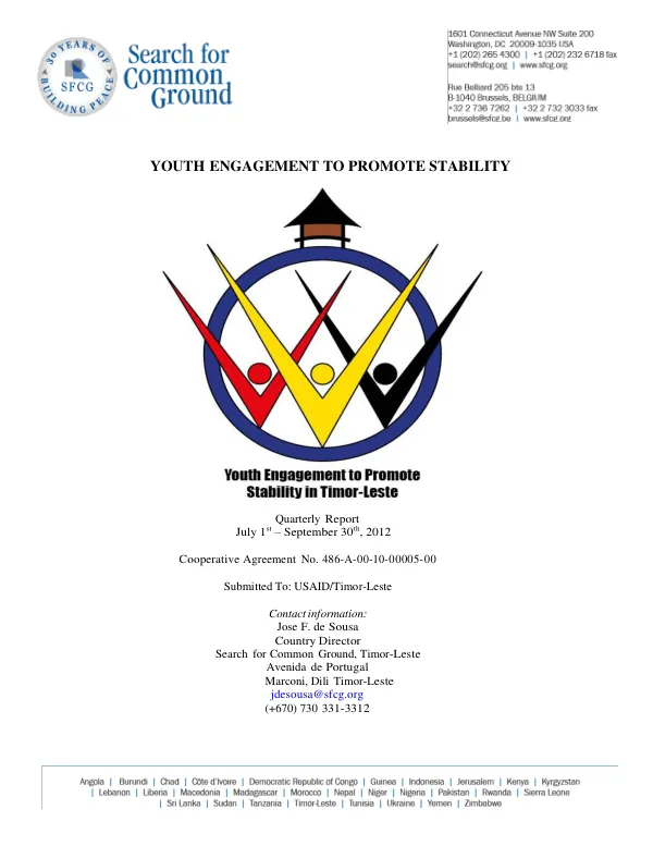 Quarterly Report: Youth Engagement to Promote Stability