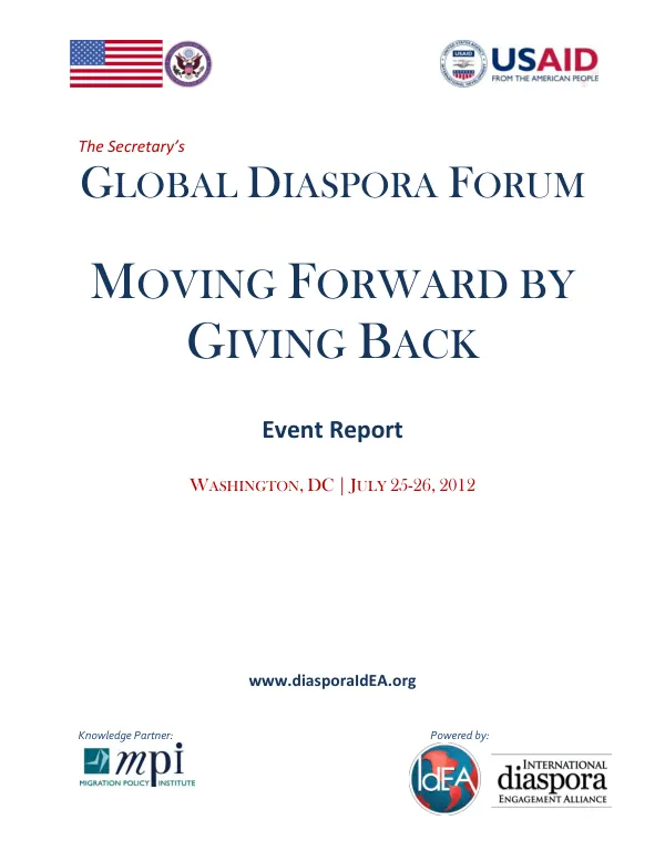 2012 Global Diaspora Forum: Moving Forward by Giving Back