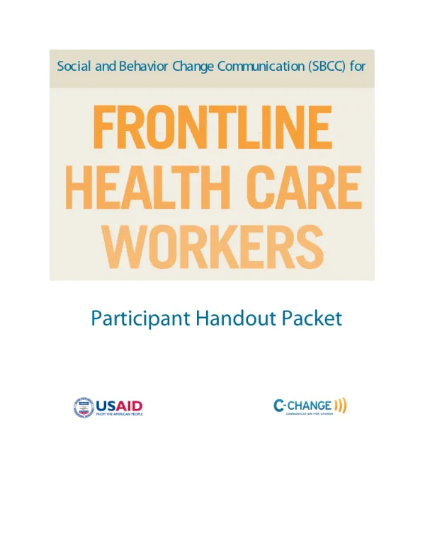Social and Behavior Change Communication (SBCC) for Frontline Health Care Workers