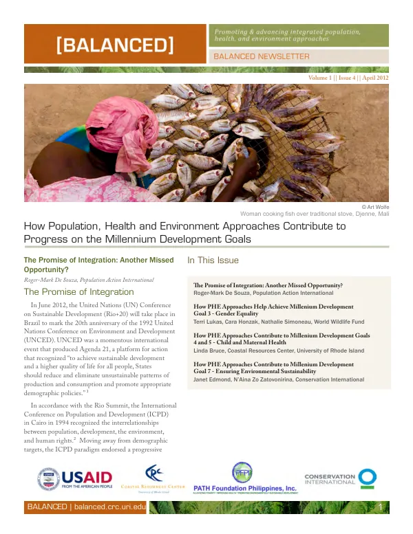 How Population, Health and Environment Approaches Contribute to Progress on the Millennium Development Goals