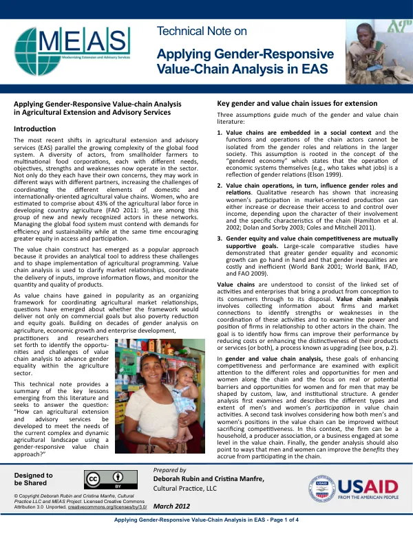 Applying Gender-Responsive Value-Chain Analysis in EAS