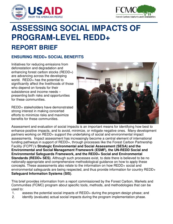 Assessing Social Impacts of Program-Level REDD+ Report Brief