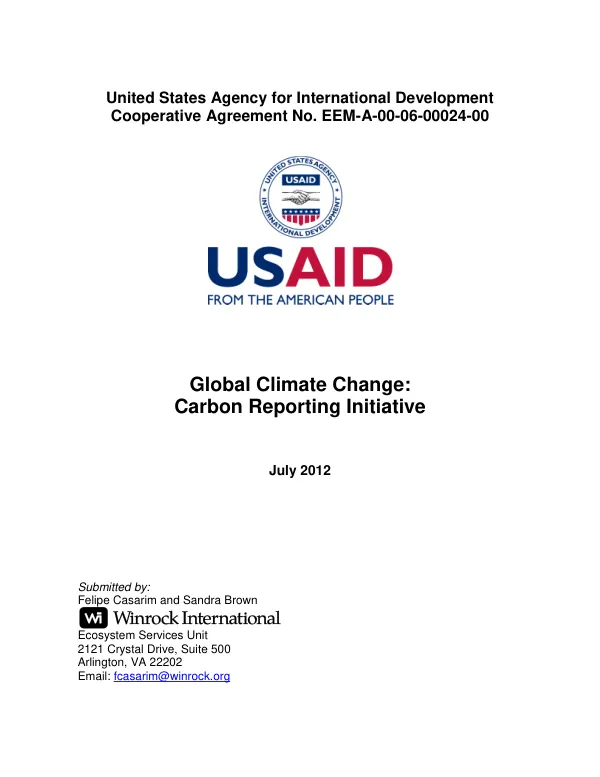 Global Climate Change: Carbon Reporting Initiative