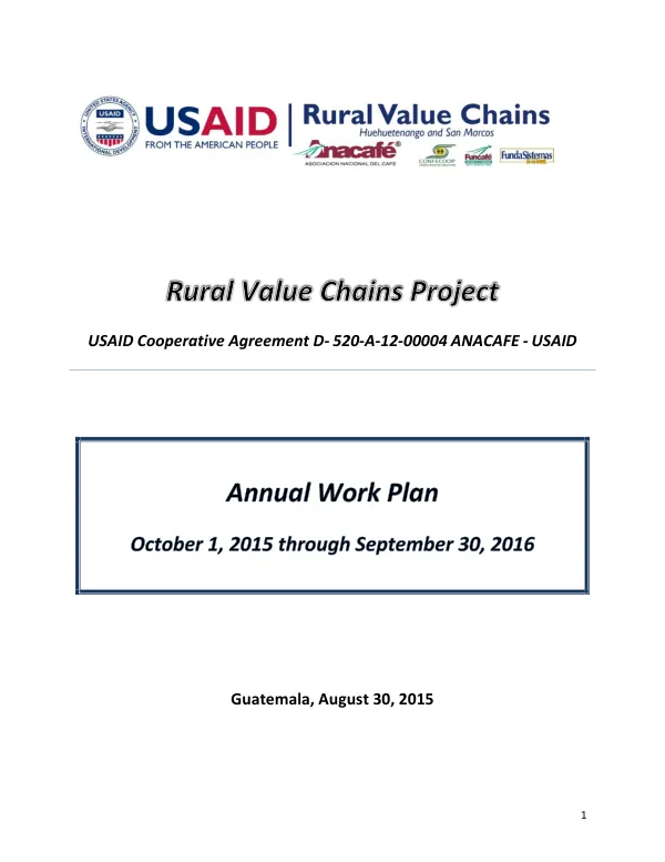 USAID Cooperative Agreement AID-520-A-12-00004 ANACAFE - USAID