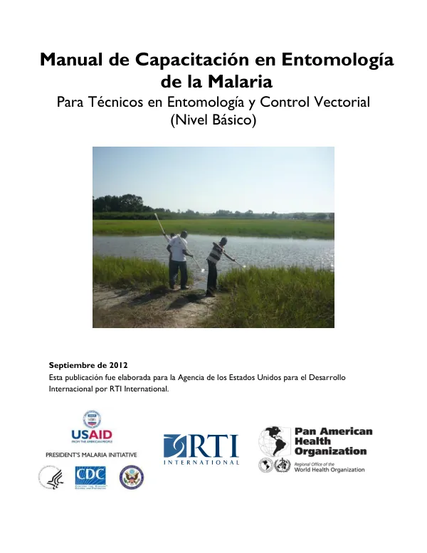 Manual de Capacitación en Entomología de la Malaria Para Técnicos en Entomología y Control Vectorial (Nivel Básico)