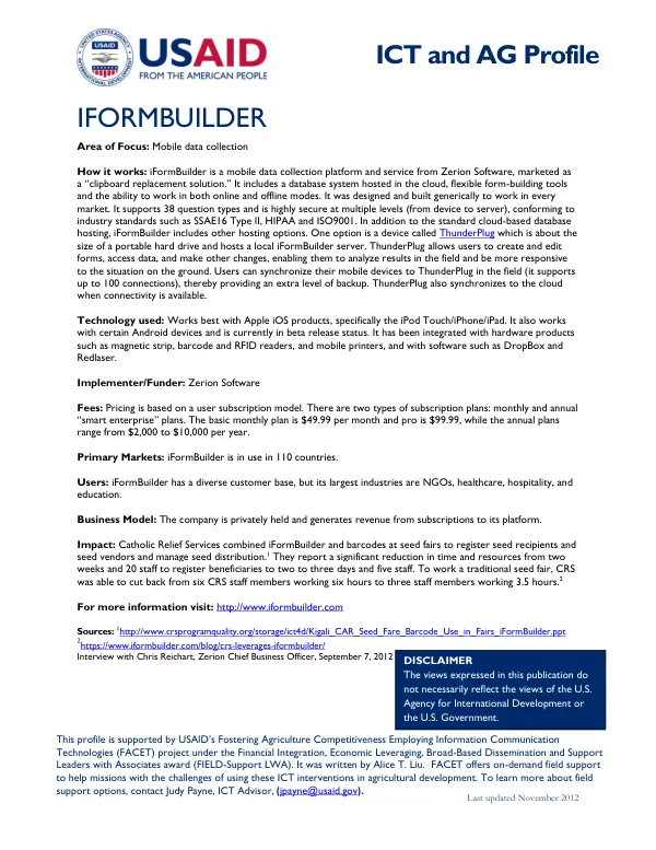ICT and AG Profile