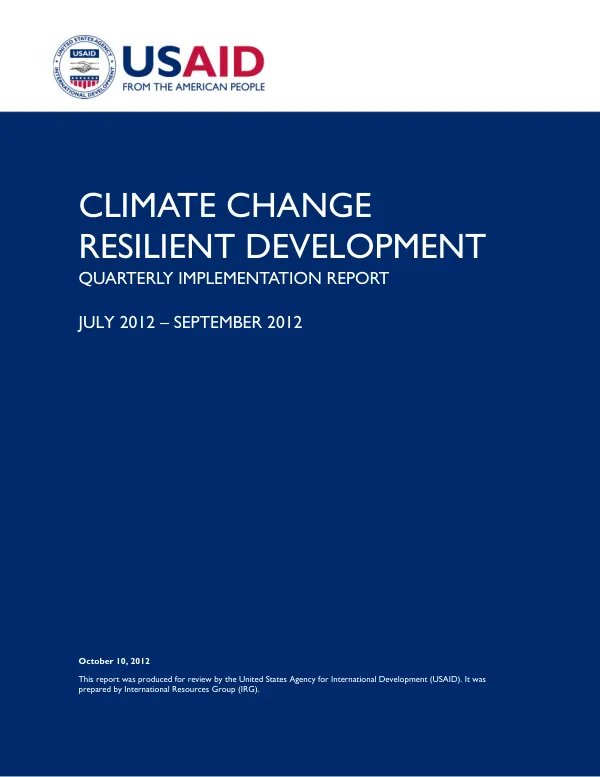 Climate Change Resilient Development Quarterly Implementation Report