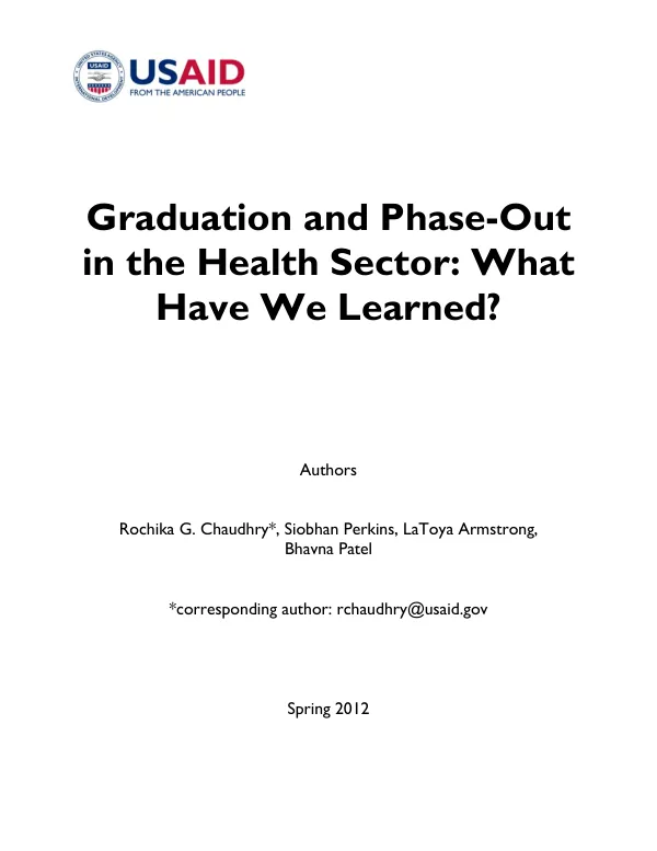 Graduation and Phase-Out in the Health Sector: What Have We Learned?